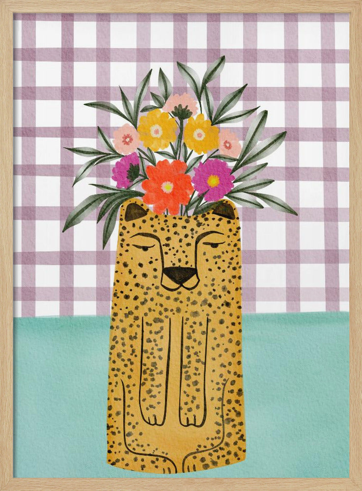 Luipaardvormige vaas met bloem | Poster