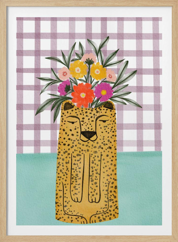 Luipaardvormige vaas met bloem | Poster