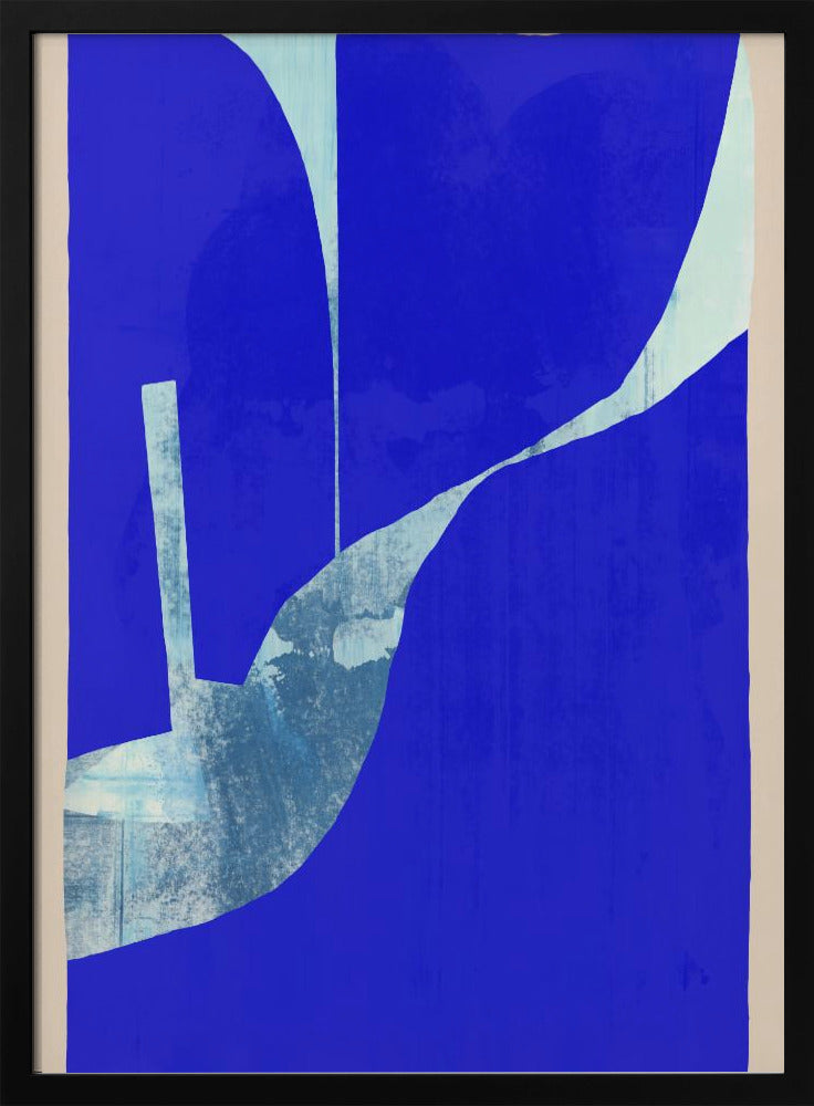 Blauwe achtergrond met een dynamische witte curve | Poster