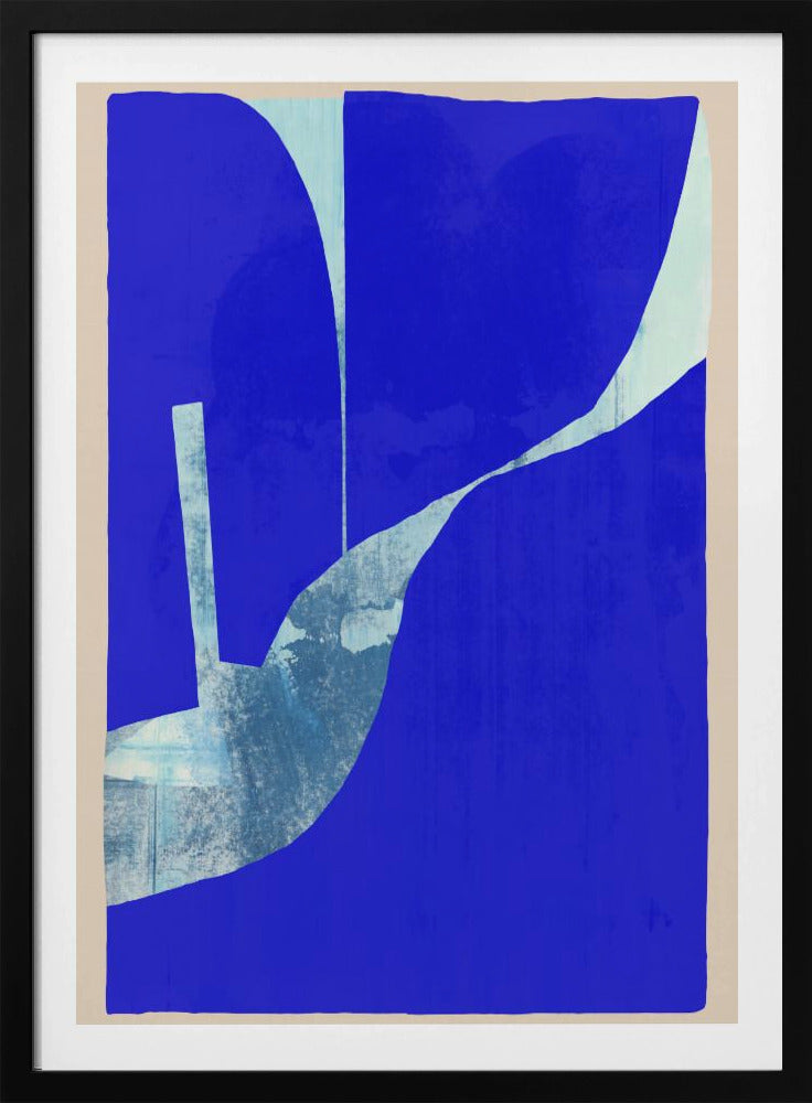 Blauwe achtergrond met een dynamische witte curve | Poster