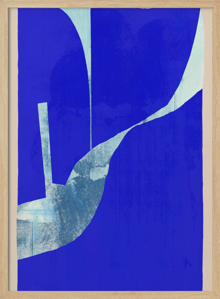 Blauwe achtergrond met een dynamische witte curve | Poster