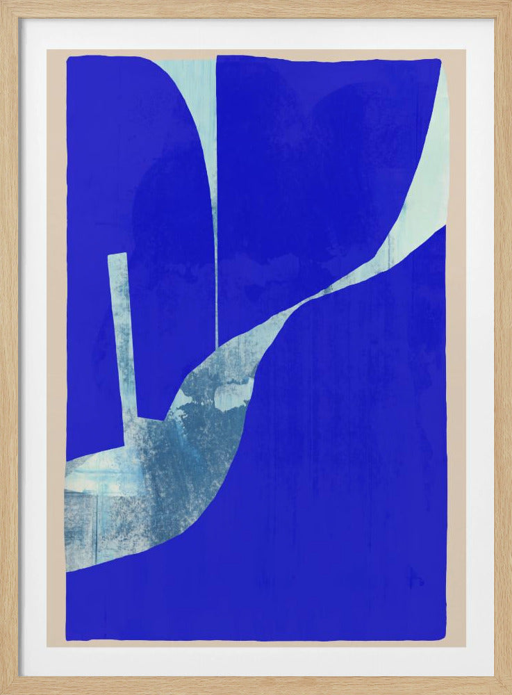 Blauwe achtergrond met een dynamische witte curve | Poster
