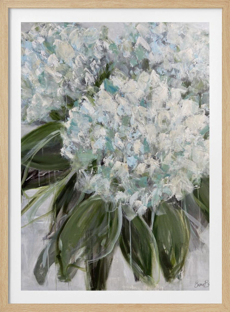 Delicate witte en blauwe hortensia's | Poster