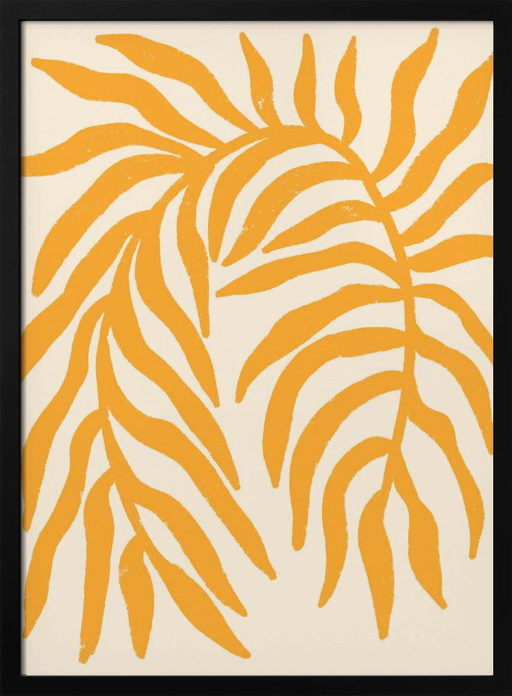 Gele silhouet met textuur van een tak | Poster