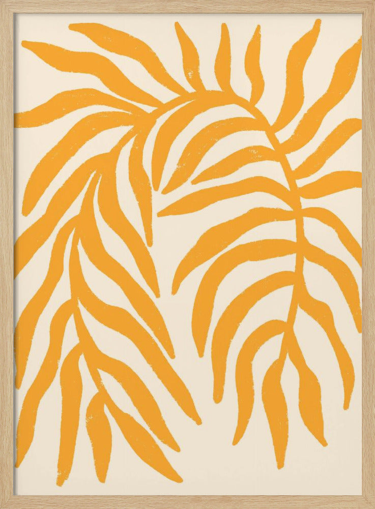 Gele silhouet met textuur van een tak | Poster