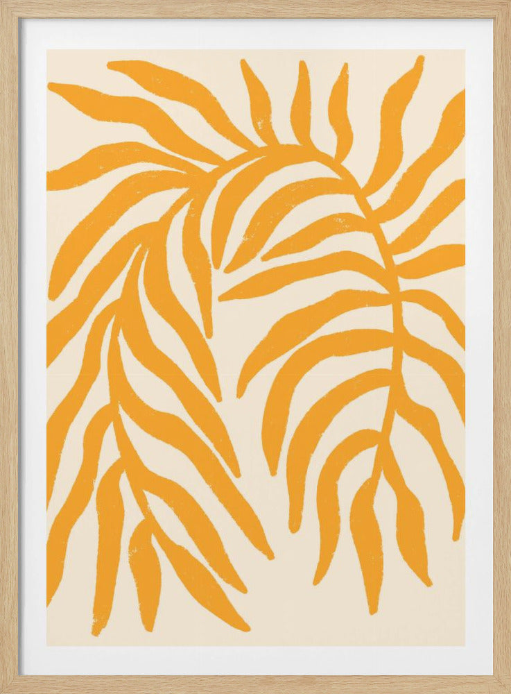 Gele silhouet met textuur van een tak | Poster