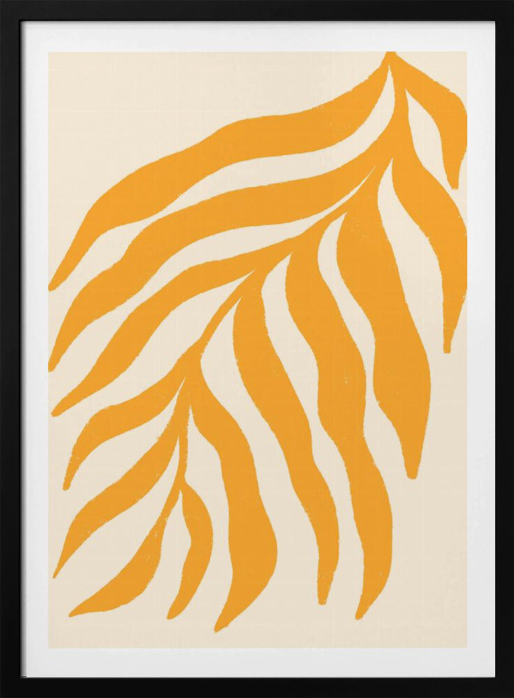 Gele silhouet met textuur van een tak | Poster