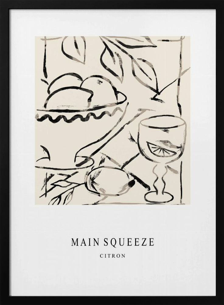 Abstracte fruitschaal en glas | Poster