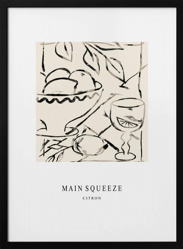 Abstracte fruitschaal en glas | Poster