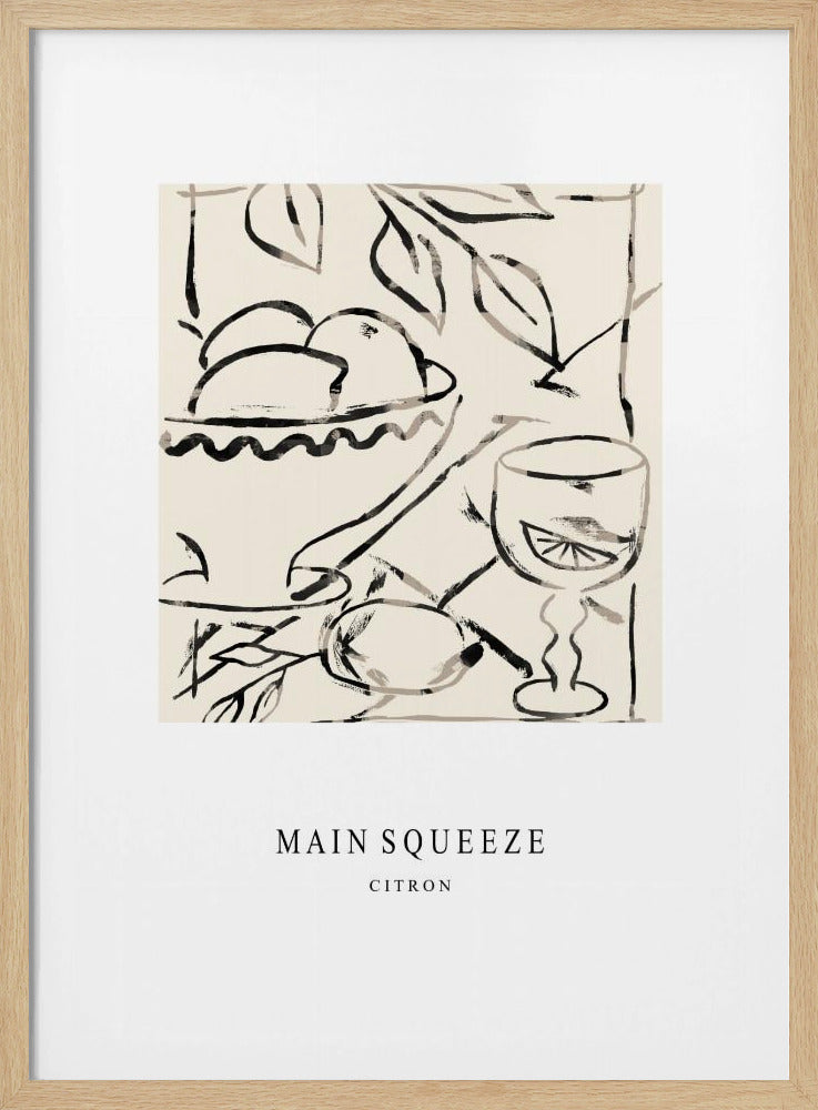 Abstracte fruitschaal en glas | Poster