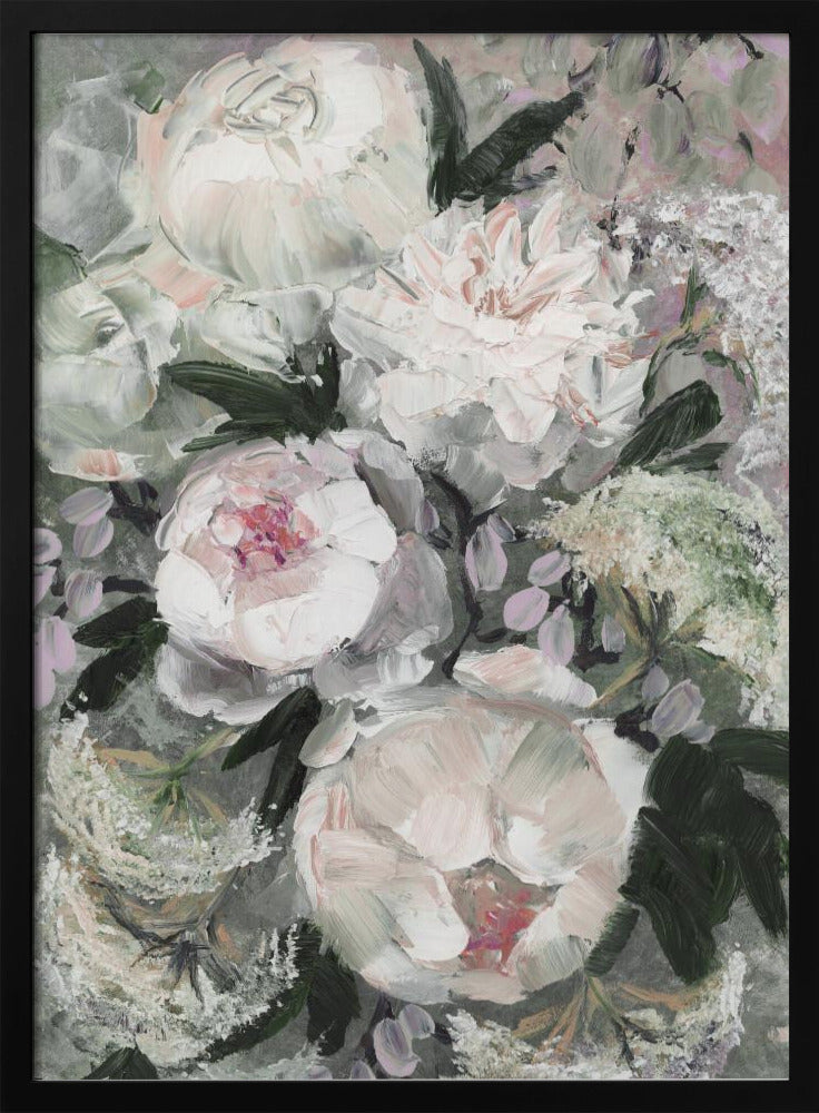 Bloemencompositie met witte en roze bloemen | Poster
