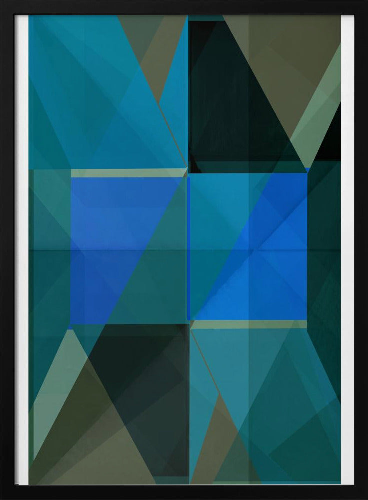 Overlappende blauwe en groene doorschijnende vormen | Poster