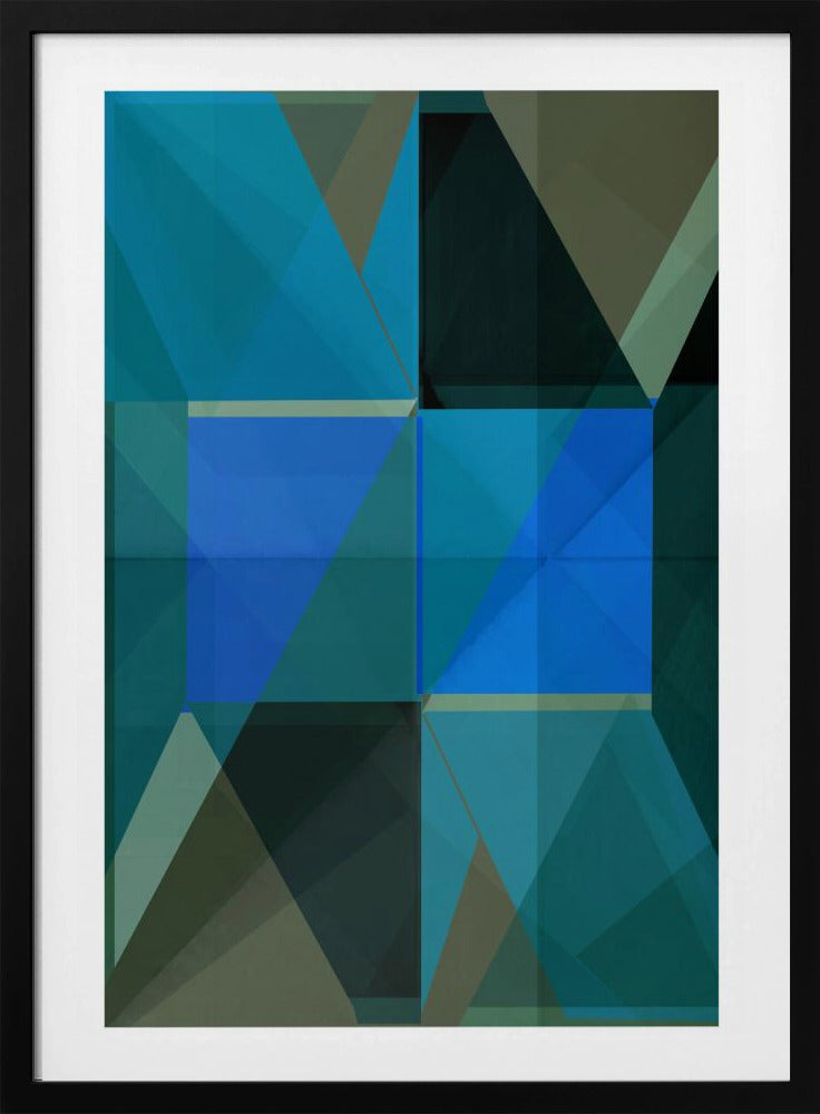 Overlappende blauwe en groene doorschijnende vormen | Poster