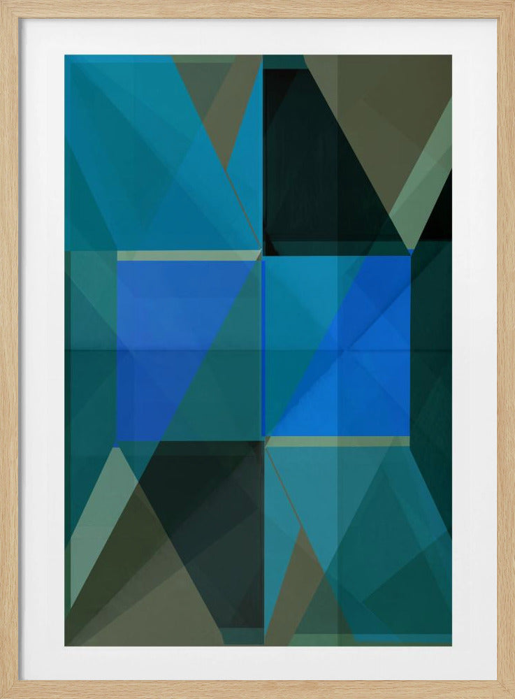 Overlappende blauwe en groene doorschijnende vormen | Poster