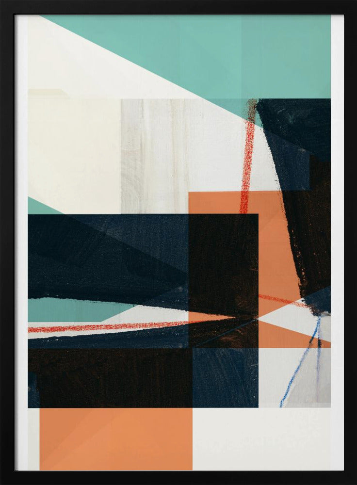 Geometrische vormen in gedempt blauwgroen | Poster