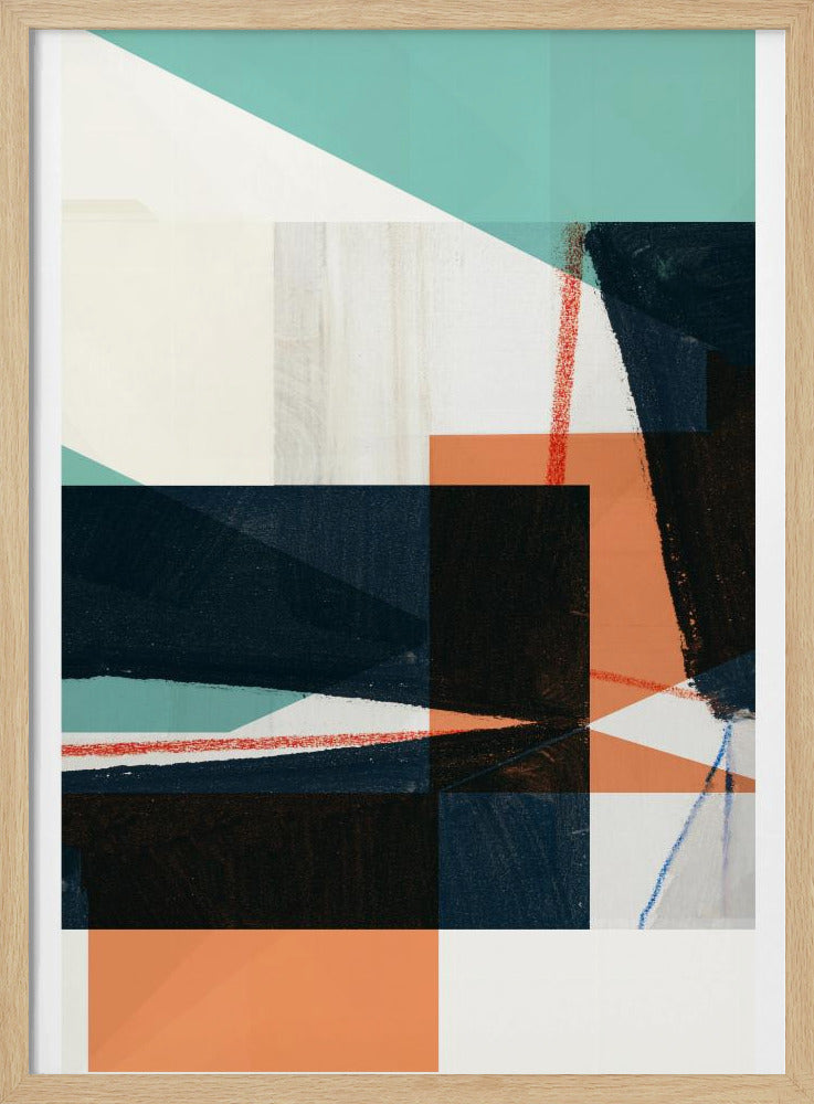 Geometrische vormen in gedempt blauwgroen | Poster