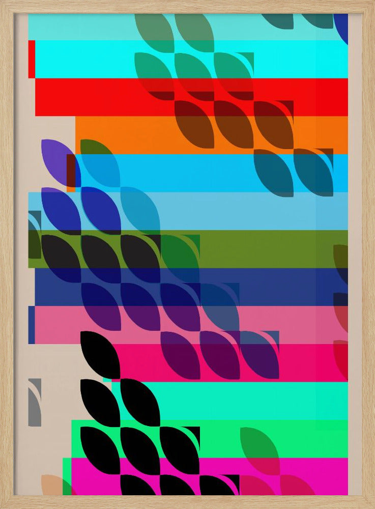 Levendige geometrische vormen en bladpatronen | Poster