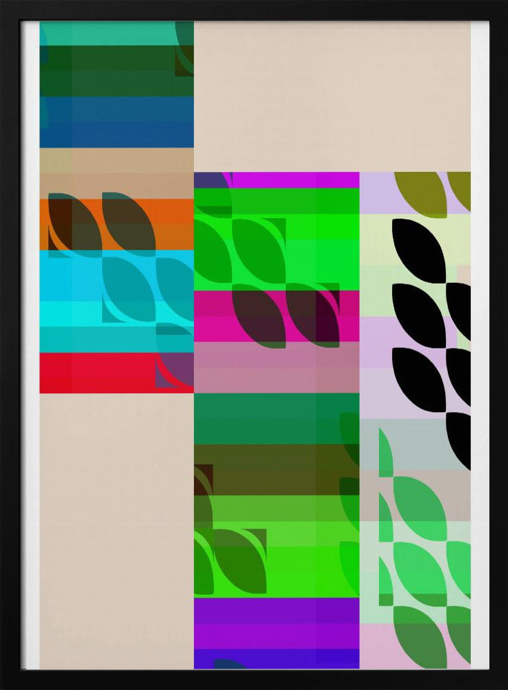 Levendige geometrische vormen en bladpatronen | Poster