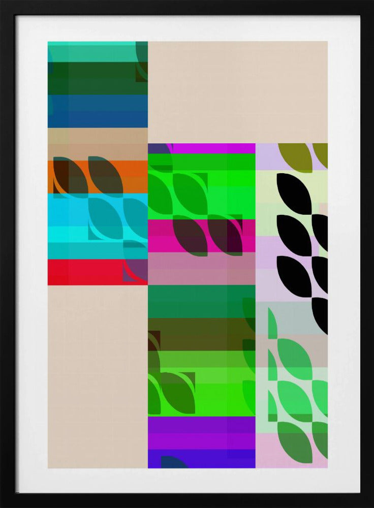 Levendige geometrische vormen en bladpatronen | Poster