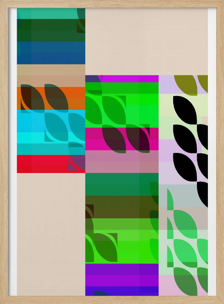 Levendige geometrische vormen en bladpatronen | Poster