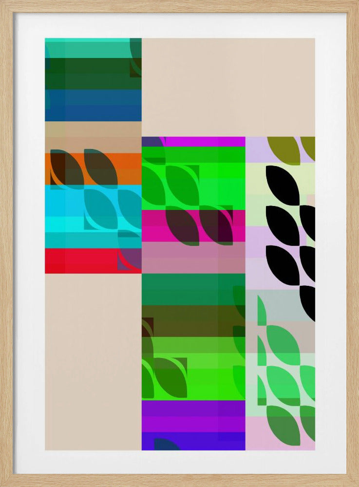 Levendige geometrische vormen en bladpatronen | Poster