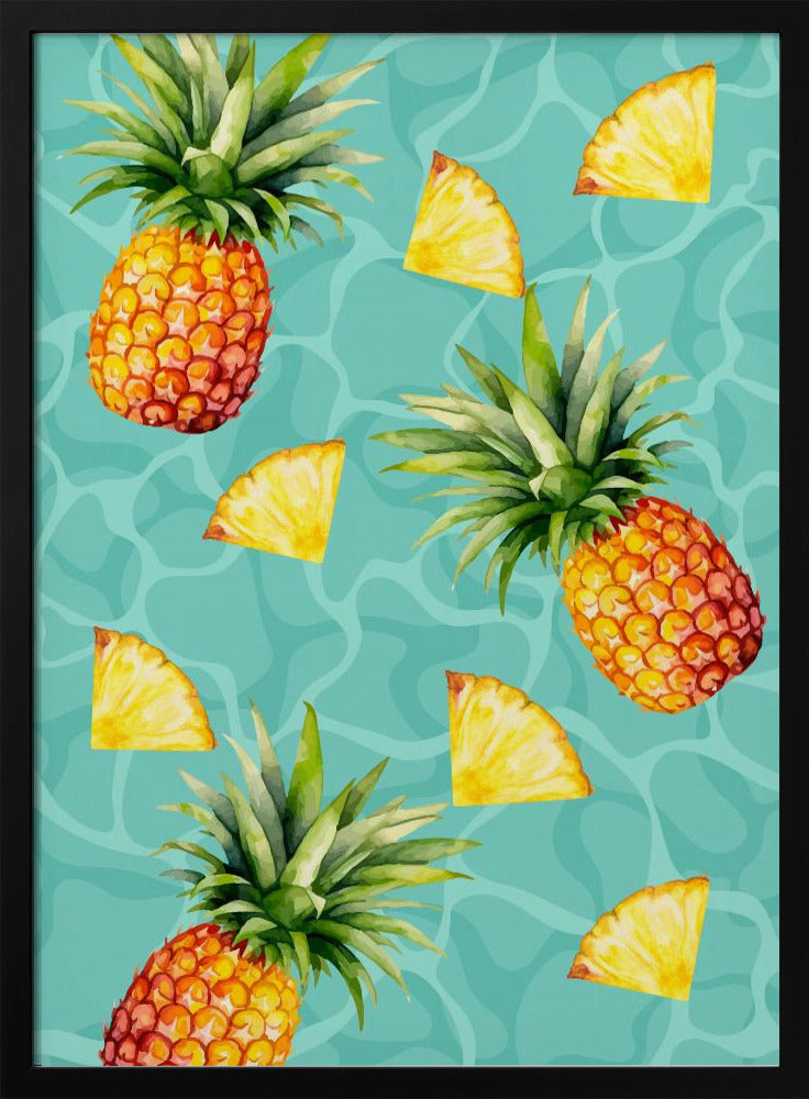Exotisch ananas- en schijfjesesthetisch patroon - Tropische zomer aquarel | Poster