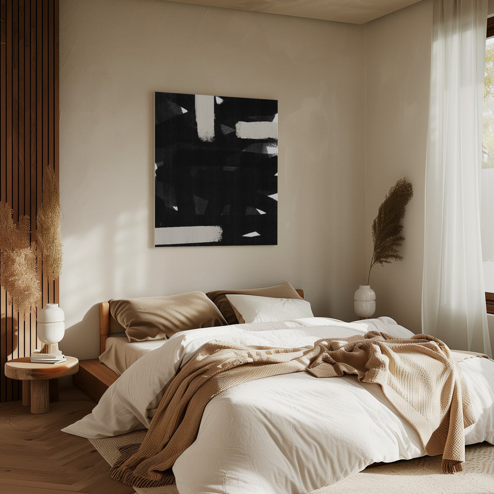 Monochrome penseelstreken | Canvas