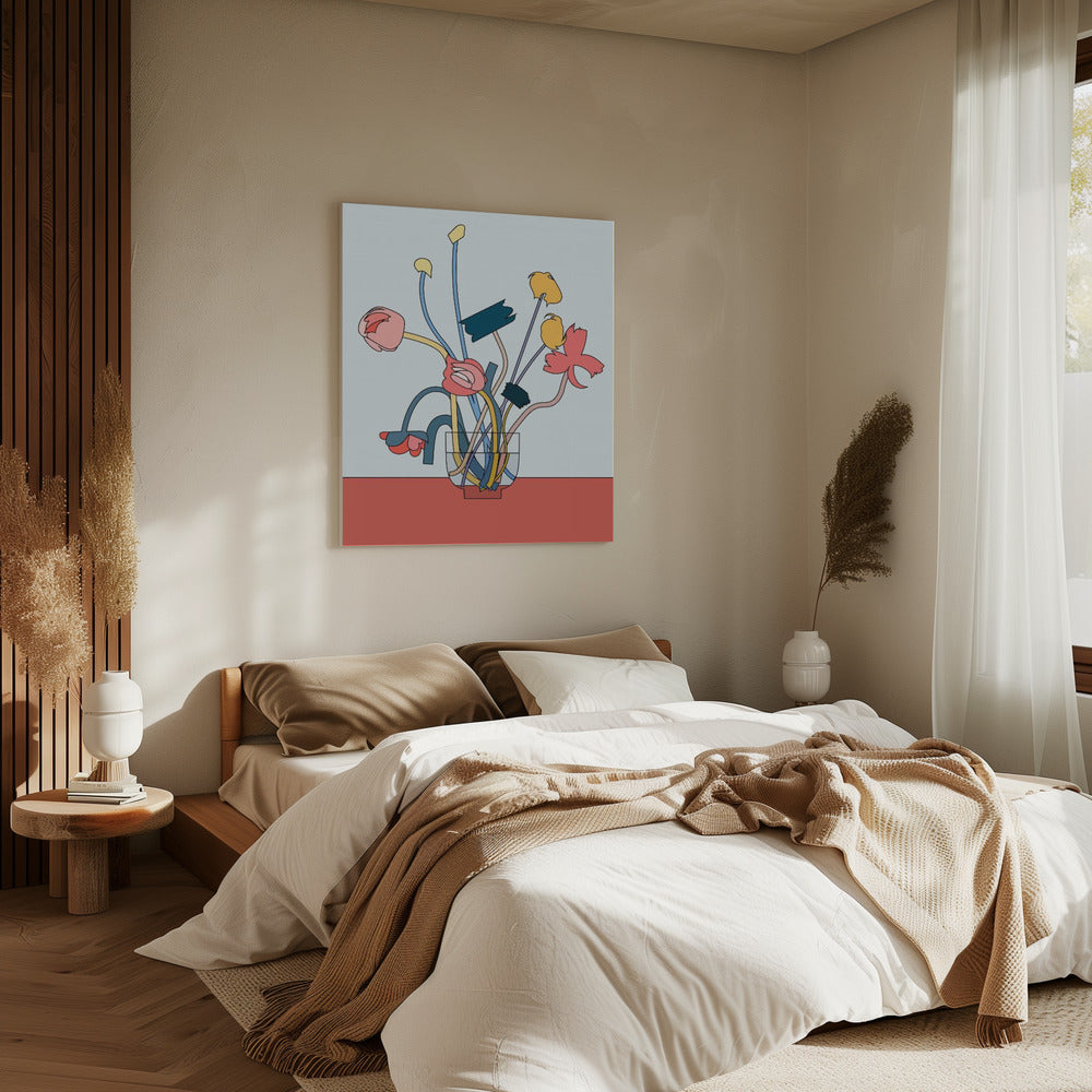 Bloemen in een glazen vaas | Canvas