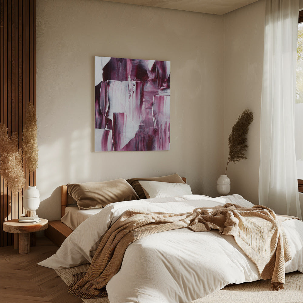 Karmozijnrode penseelstreken | Canvas