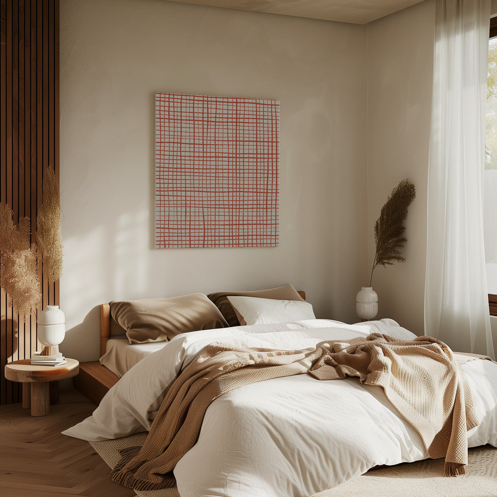 Rode rasterharmonie | Canvas