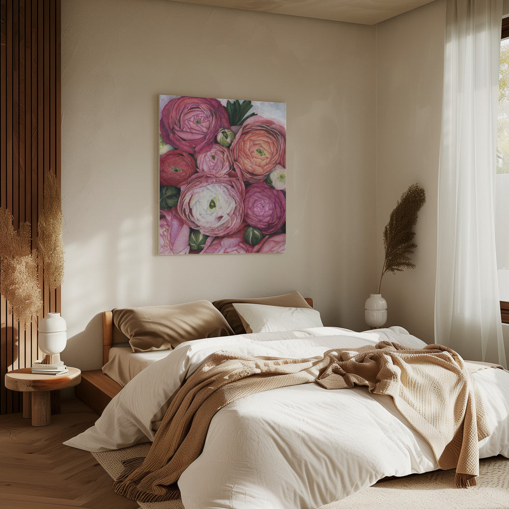Arleth ranonkelboeket in warm roze | Canvas