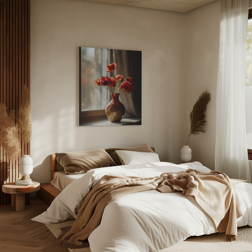 Warme Klaproos Gloed | Canvas