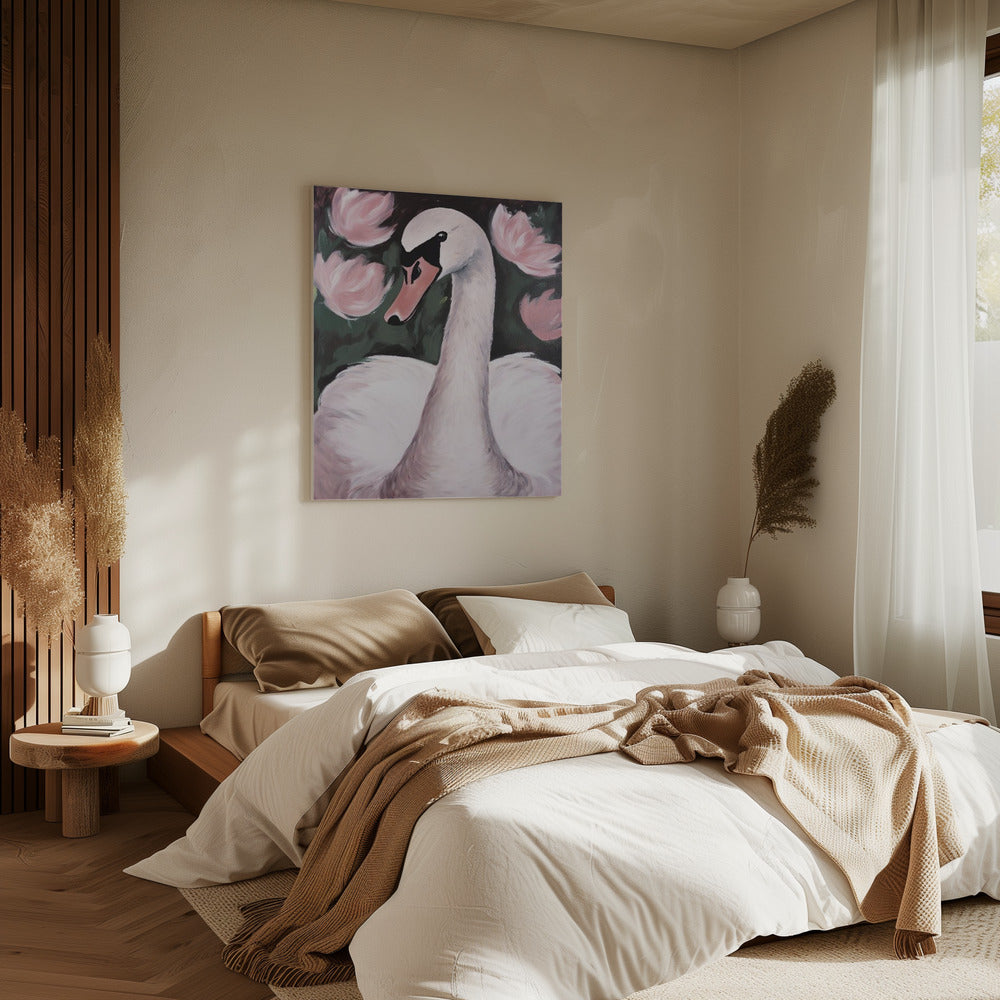 Zwaan in de vijver | Canvas