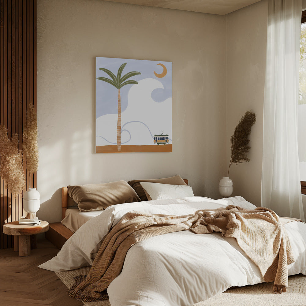 Little Tram On Beach | Canvas