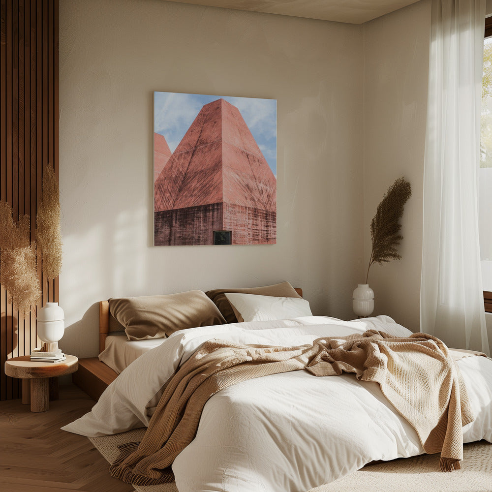 Karmozijnrode geometrische toren | Canvas