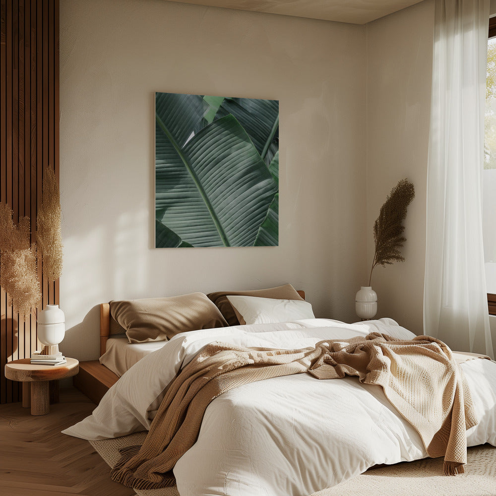 Groene bladgolven | Canvas