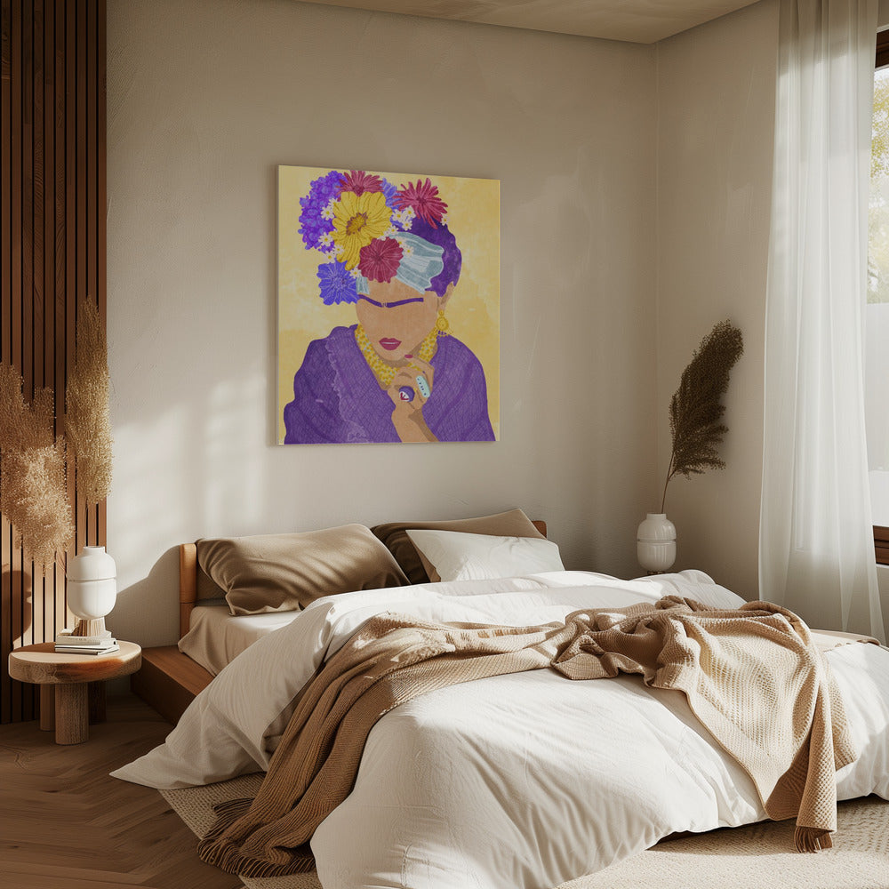 Frida en bloemen | Canvas