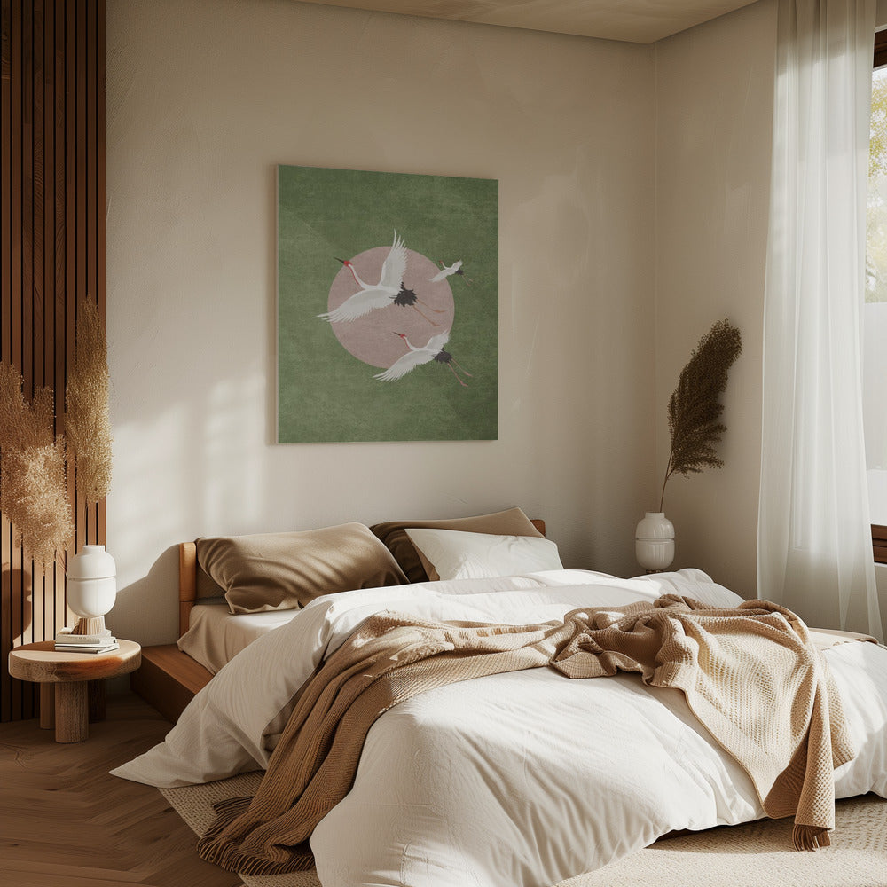Kranen in vlucht | Canvas