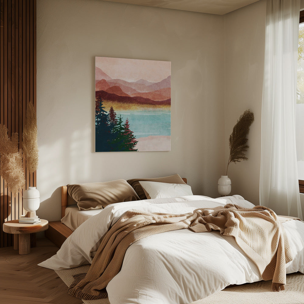 Mistige berggloed | Canvas