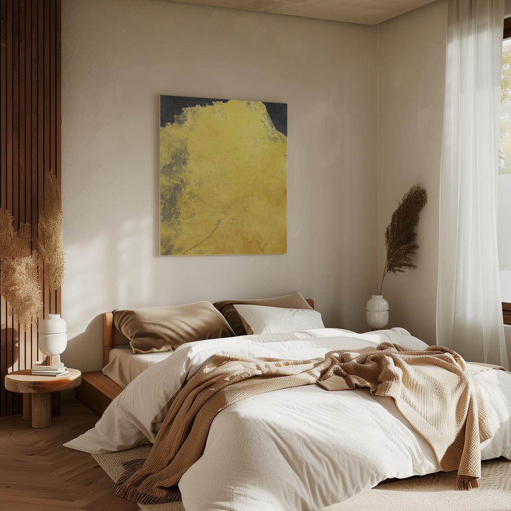 Minimaal landschap zwart en geel 01 | Canvas