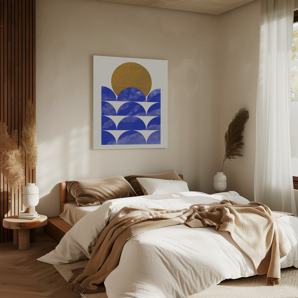 Geometrische zonsondergangcompositie | Canvas