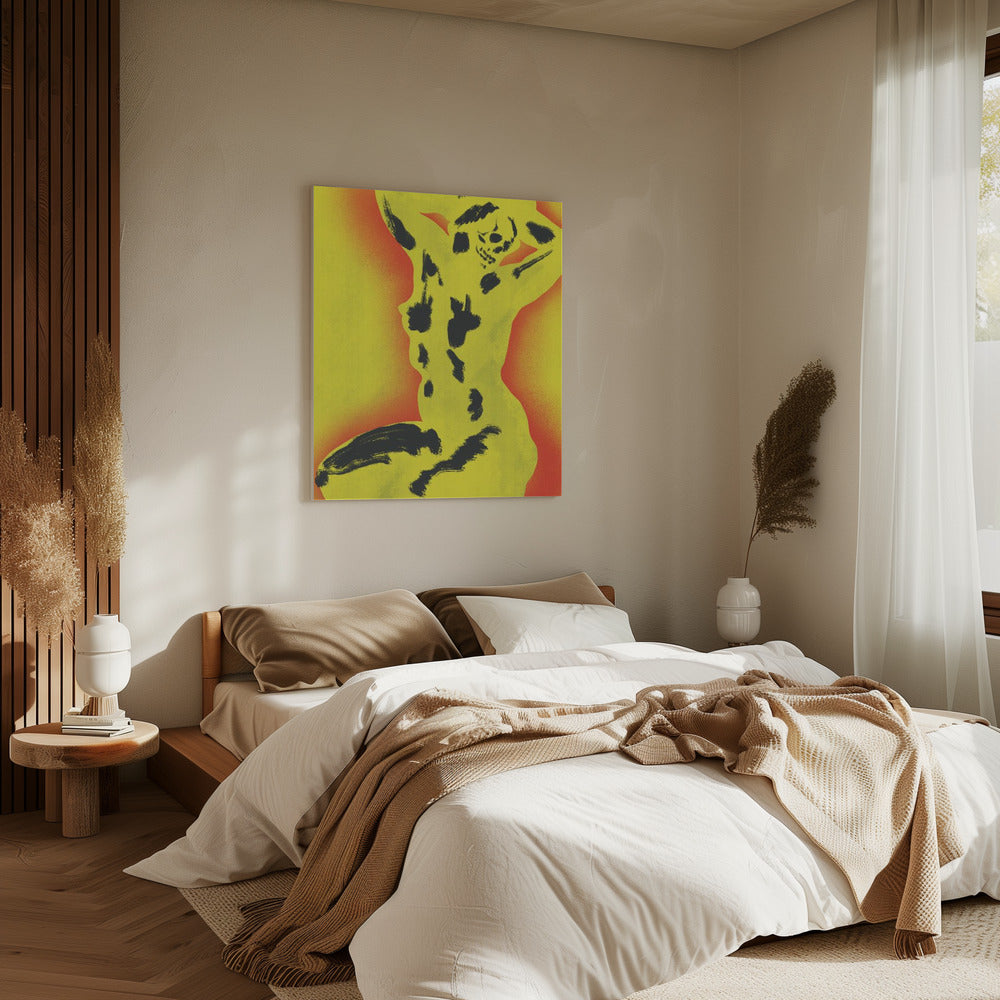 Gele schedel naakt | Canvas