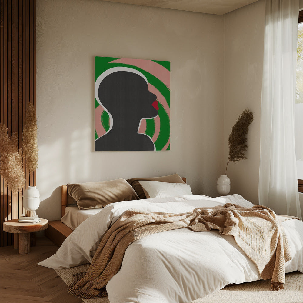 Anoniem portret in groene spiraal | Canvas