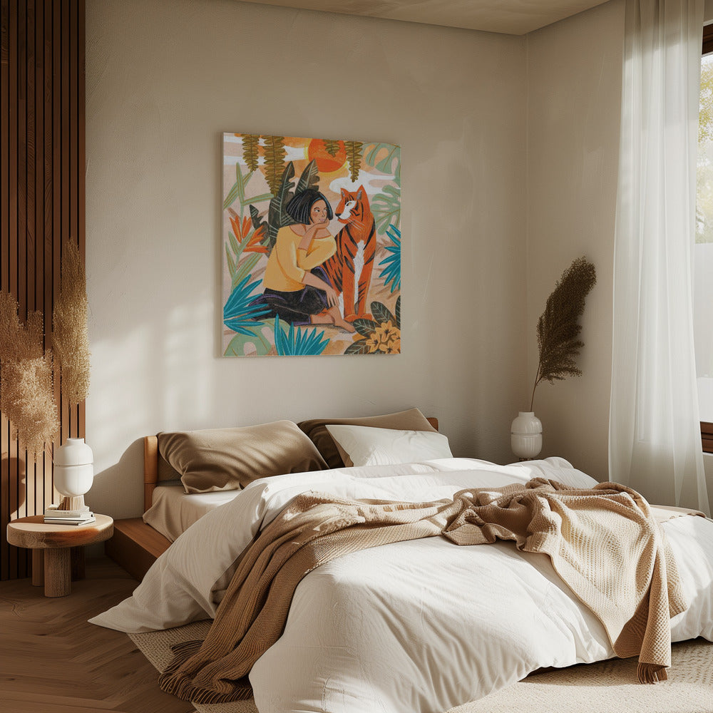 Woman with Tiger | Canvas