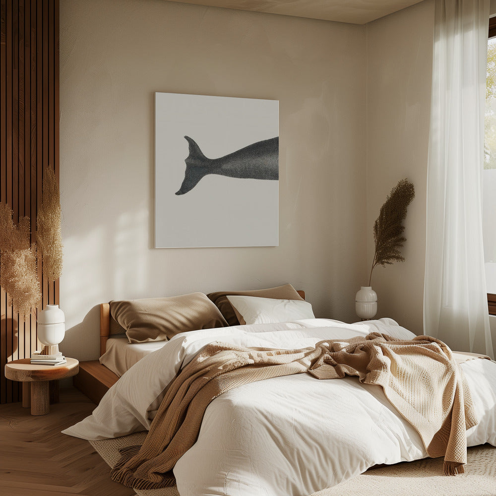 Whale Tight Crop I Handgekleurde zeelevenlithografie 1824 | Canvas