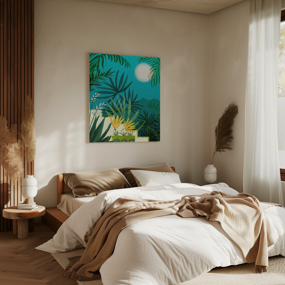 Regenwoud met maanlicht | Canvas