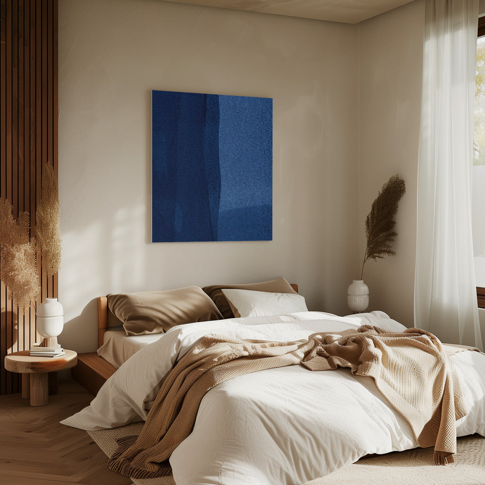 Blauwe textuur met vloeiende verticale lijnen | Canvas