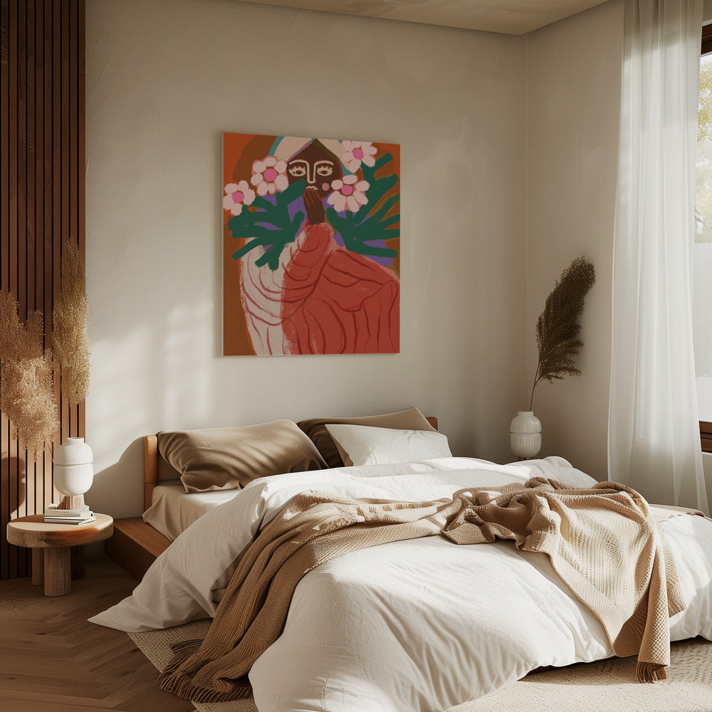 Verlegen bloemenmeisje | Canvas