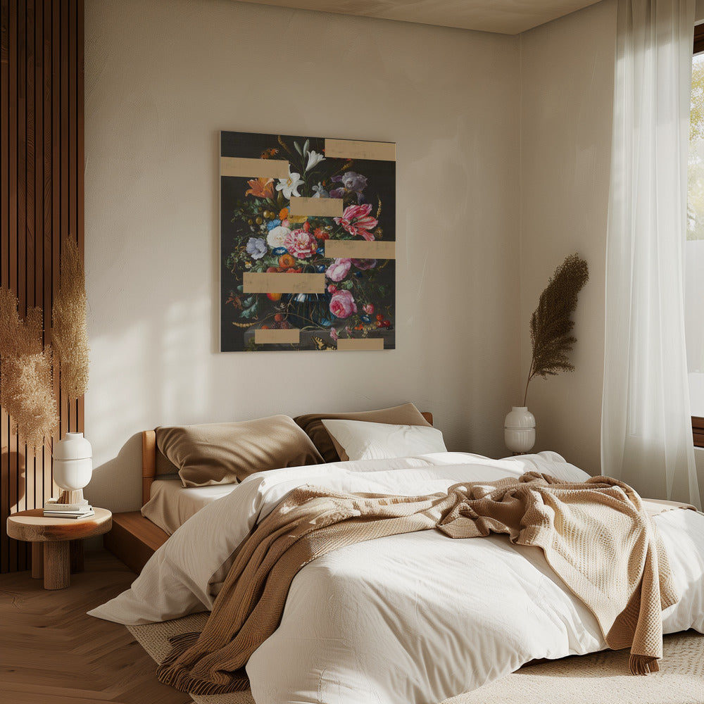 Bouquet of Vintage Oil Painting Flowers, Modern Collage | Canvas