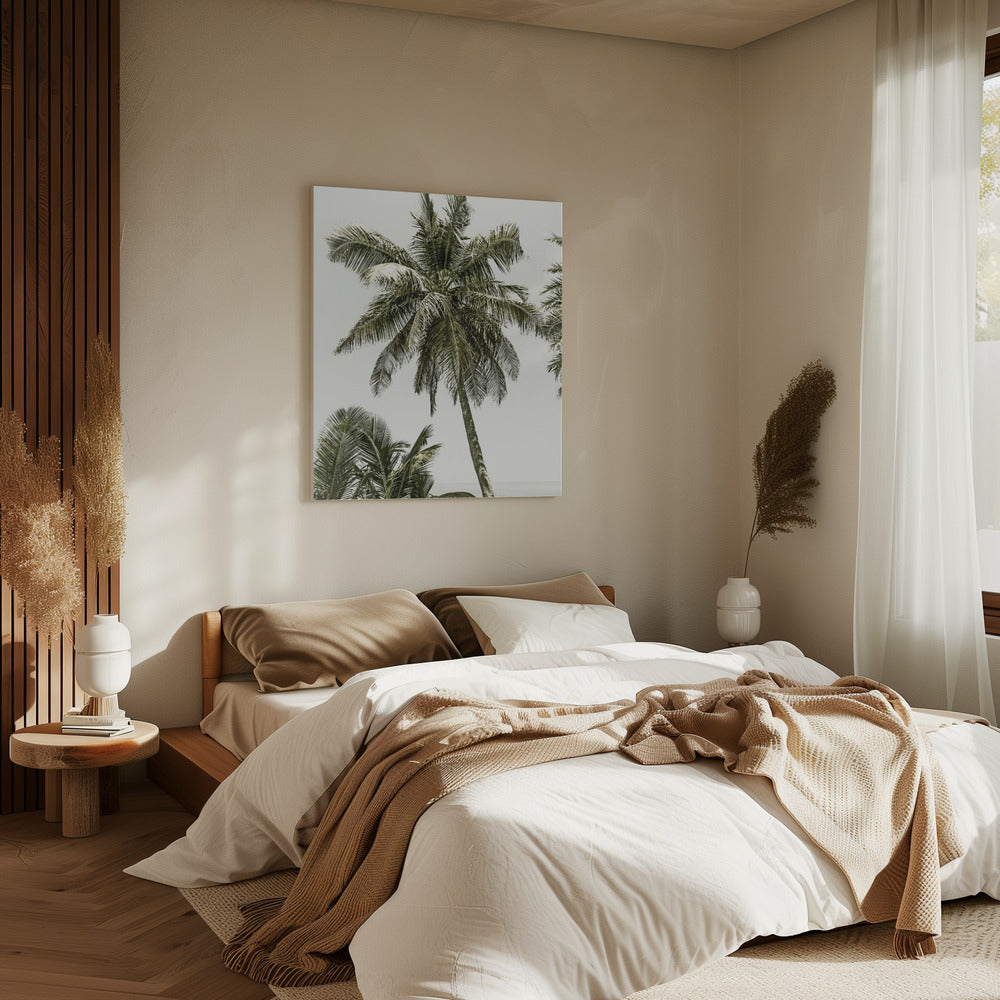 Palmbomen aan de oceaan | Vintage | Canvas